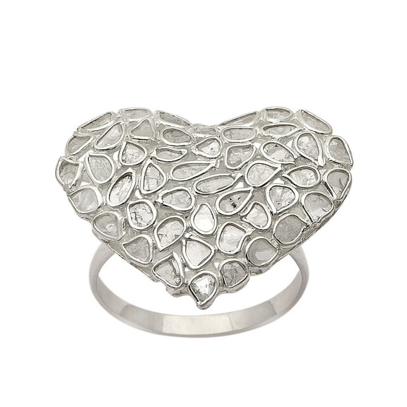 Mooneye 3.00 CTW Natural Diamond Polki Solid Heart Ring 925 Sterling Silver Women Valentine Jewelry