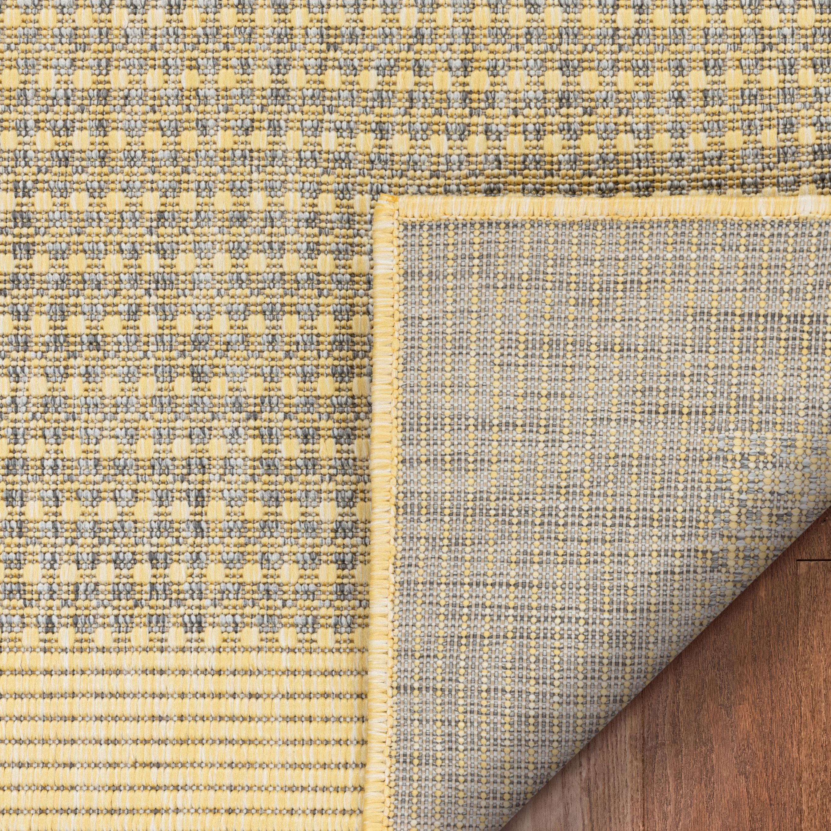 Well Woven Medusa Odin Solid & Striped Yellow 5'3" x 7'3" Indoor/Outdoor Flat-Weave Area Rug