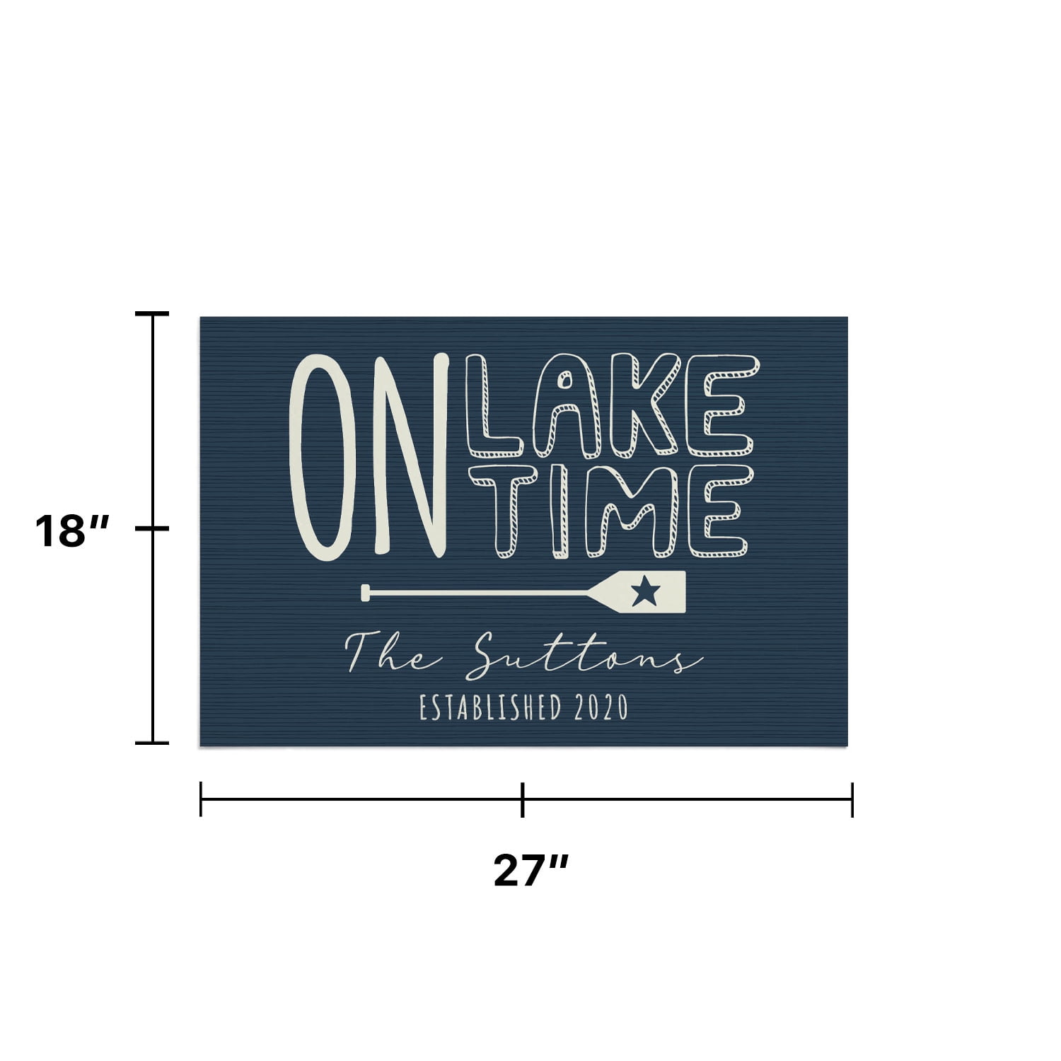 Personalized Planet 27x18 On Lake Time Doormat with Custom Personalization Printed on Blue Rectangular 1/4” Thick Non Slip Mat for Kitchen Hallway Deck or Porch