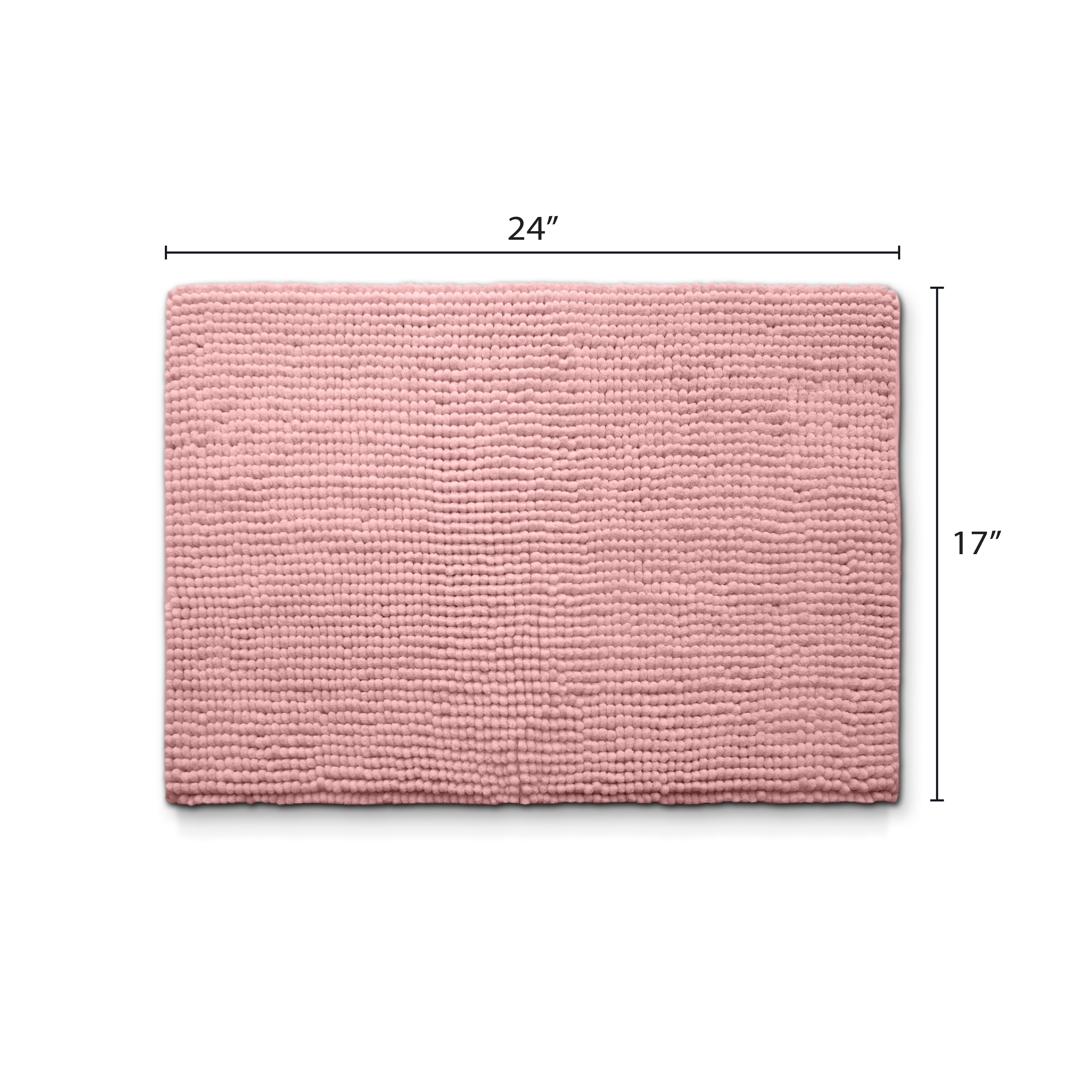 Your Zone Kids Pink Memory Foam Noodle Single Bath Rug with Nonslip Backside, 17" x 24"