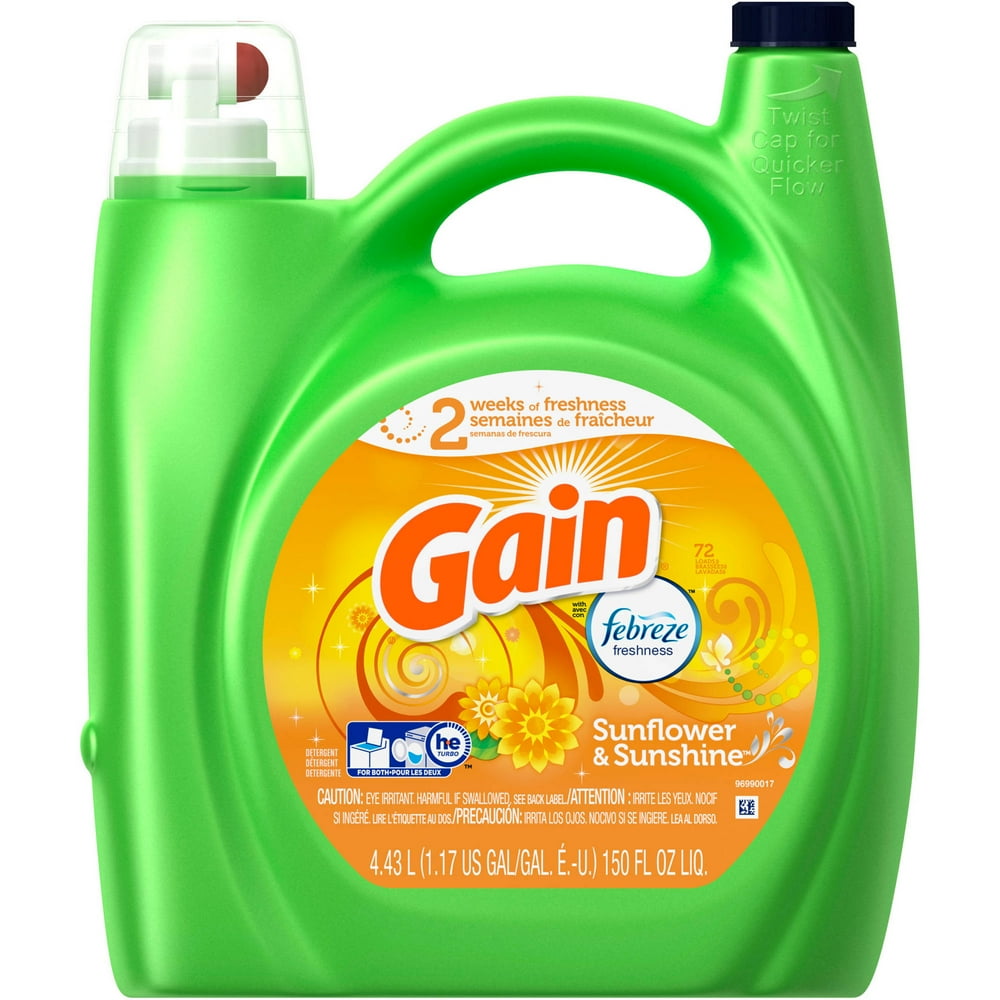 Gain Liquid Laundry Detergent, Sunflower and Sunshine, 72 loads, 150 fl