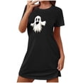 thumbnail image 3 of Pyjamas d'Halloween pour Femmes, Grande Taille, Robe de Nuit Courte avec Imprimé Poitrine, Col Rond et Manches Courtes, Tissu Doux pour un Sommeil Confortable et Tenue Décontractée, 3 of 3