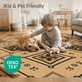 thumbnail image 4 of ODIKA 8'x10' Tan Diamond Floral Medallion Washable Area Rug Geometric Lattice Design With Ornate Botanical Motifs And Decorative Durable, Non-Slip for Living Room, Under Sectional, Family, 4 of 7