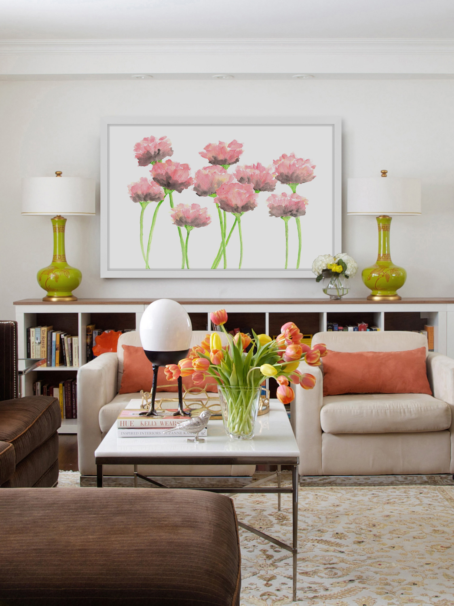 Marmont Hill Inc Marmont Hill - 'Pink Poppies' by Thimble Sparrow Framed Painting Print - Multi