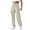 Beige, variant on Women's Overalls Casual Lightweight Solid Color Trousers Drawstring Multi-Pockets Straight Leg Pants for Work and Outdoor Activities,Beige,L