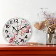 thumbnail image 2 of GZHJMY Tropical Beautiful Floral Flamingo Round Wall Clock, 9.5 Inch Battery Operated Quartz Analog Quiet Desk Clock for Home,Office,School, 2 of 5