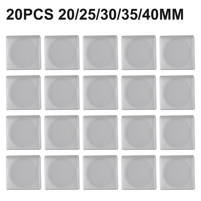 20 Pcs Étui pour Capsule de Pièces Plastique Transparent Carré Capsules de Pièces Organisateur de Collection de Pièces Boîte de Rangement Porte-Médailles Rangement