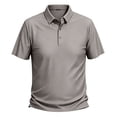 thumbnail image 2 of KLHDSF Men's Casual Polo Shirts Summer Short Sleeve Textured Polo Shirt Collared Business Work Daily Tops Khaki XL, 2 of 5