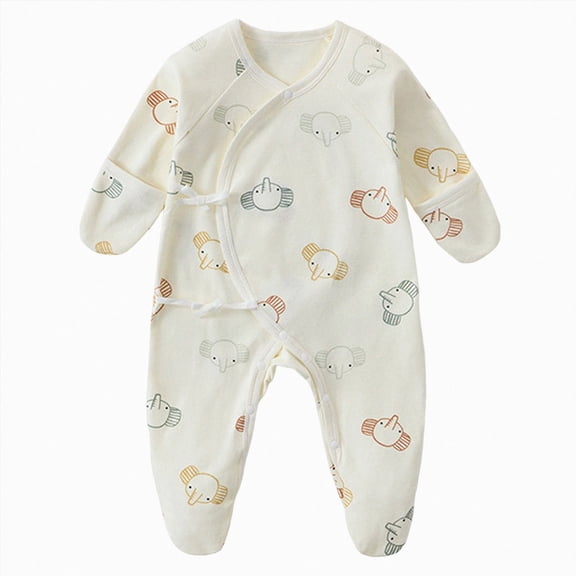 WUANDIXFA Baby Girl Rompers Cute Romper Footed Sleeper Gown with Mitten Cuffs Cotton Side Baby Footed Print Infant Play Romper Warm Coat,Grey,3-6 Months