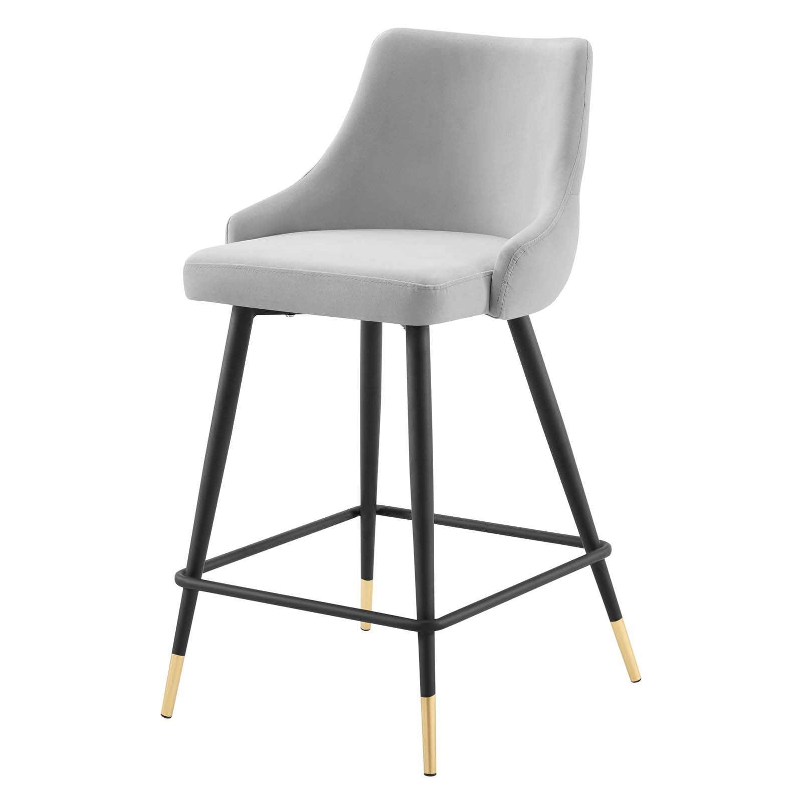 Counter Stool Chair, Velvet, Light Grey Gray, Modern Contemporary Urban