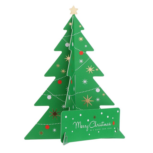 de de mensaje de saludo de feliz árbol de Navidad 3D Manualidades DIY Verde Baoblaze Tarjeta de felicitación del árbol de navidad