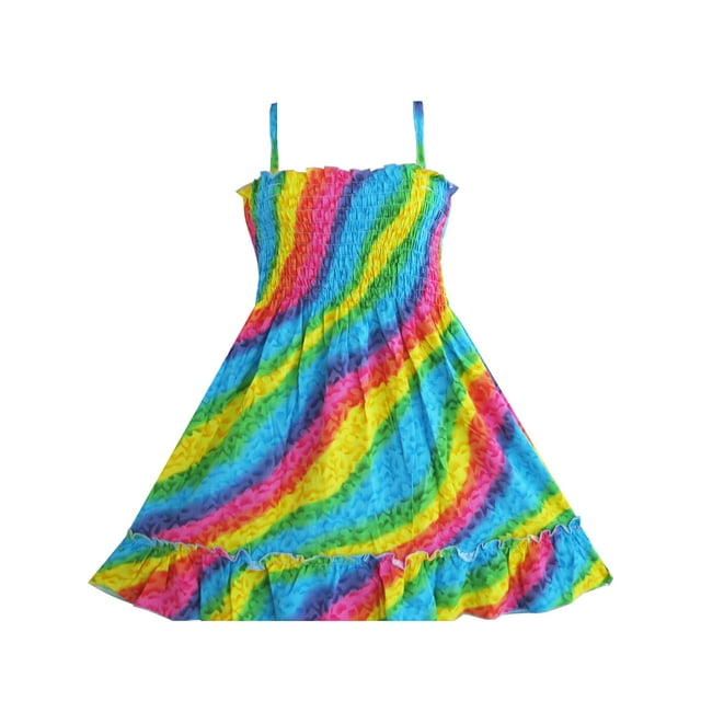 Girls Dress Rainbow Smocked Halter Children Clothing 2-3 Years
