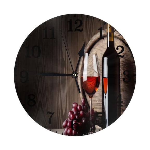 10 Inch Wall Clock Silent Non Ticking Battery Operated Creative Quiet Round Clock For Kitchen Bathroom Home Bedroom Office Living Room Wine