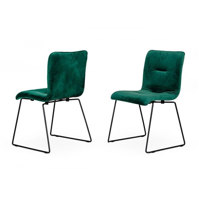HomeRoots 472207 Emerald Green Velvet Dining Chairs Set of 2