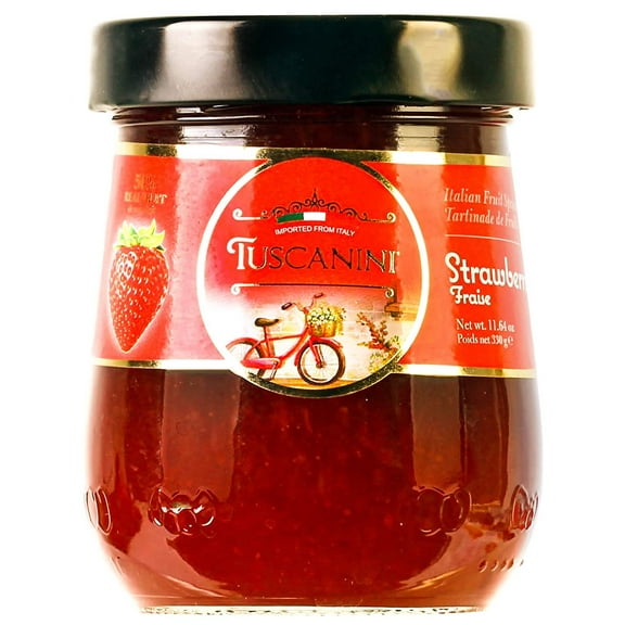 Tuscanini Premium Italian Strawberry Preserves, 11.64 oz 50% Fruit Spreadble Fruit Jam No High Fructose Corn Syrup No Preservatives Non GMO Gluten Free Kosher Including Passover
