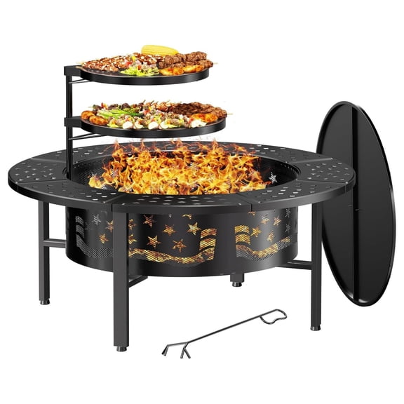 42" Outdoor Wood Burning with 2 Adjustable Grills