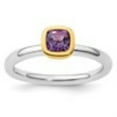 thumbnail image 2 of Auriga 925 Sterling Silver w/Gold-plated Amethyst Ring for Women Size- 9, 2 of 6