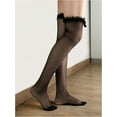 thumbnail image 2 of Zhengup Women's Bow Thigh High Mesh Stockings Lace Top Sheer Tights, 2 of 5