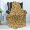 thumbnail image 4 of Retro Soft Flannel Fleece Blanket, Prehistoric Oriental Composition of Triangles Dots Flower Leaves Repeating Pattern, Cozy Plush for Indoor and Outdoor Use, 60" x 80", Caramel Tan, by Ambesonne, 4 of 5