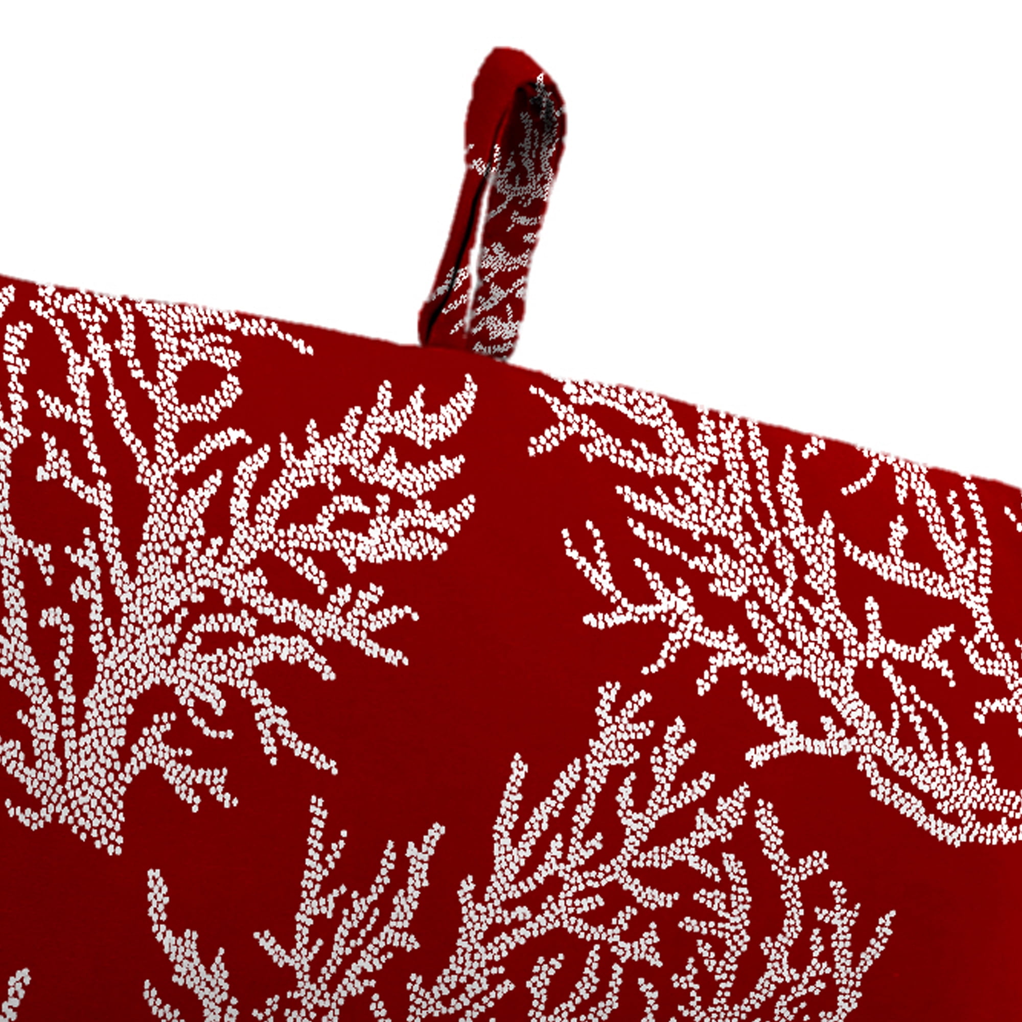 Jordan Manufacturing 44" x 22" Seacoral Red Nautical Rectangular Outdoor Chair Cushion with Ties and Hanger Loop