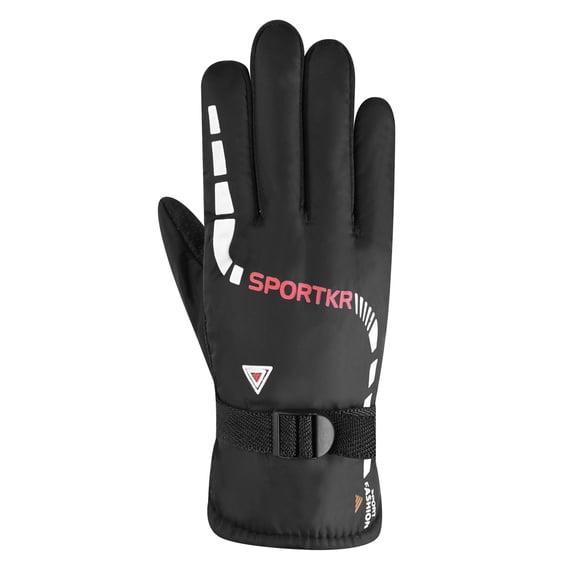 Men's Winter Thermal Ski Gloves Windproof Waterproof Snowboard for Outdoor Sports and Snow Shoveling Warm Insulated Red White