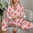 thumbnail image 6 of Pofeuu Strawberry Print Womens Pajamas Set Long Sleeve Sleepwear Button Down Nightwear Soft Pj Lounge Sets Button Down Pajamas Women-XX-Large, 6 of 7