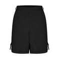 thumbnail image 6 of WCMZJ Bermuda Shorts for Women Cargo Shorts Roll up Knee Length Pockets Elastic Waist Long Shorts for Summer Casual Black 2XL, 6 of 7