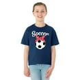 thumbnail image 2 of Wild Bobby, Cute Soccer Ribbon Soccer Ball Gift Sports Girls Graphic Youth T-Shirt, Vintage Heather Navy, Large, 2 of 3