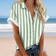 thumbnail image 2 of XMMSWDLA Blouse à Manches Courtes pour Femmes Épaules Dénudées Col en V Tunique à Fermeture Éclair Verte pour Sortir, 2 of 3