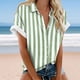 thumbnail image 2 of Blusas para las Mujeres Casual Cómodo Imprimir Manga Corta Botón de Bolsillo Top Camiseta, Tops Cortos para las Mujeres, 2 of 3