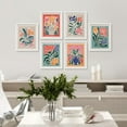 thumbnail image 3 of PixonSign Framed Canvas Print Wall Art Set - Mid-Century Tropical Abstract Flower Gallery Posters - Set of 6 Vintage Retro Antique Mixed Media Country Cultural Art Wall Décor - 12"x16"x6 White, 3 of 5