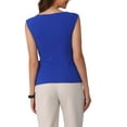 thumbnail image 3 of INSPIRE CHIC Women's Tie Front Boat Neck Cap Sleeve Work Blouse XS Royal Blue, 3 of 6