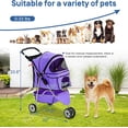 thumbnail image 4 of Dkelincs 3 Wheel Dog Stroller Folding Pet Stroller Travel Dog Carriers for Small Dogs with Free Pad & Cup Holder, Purple, 4 of 7