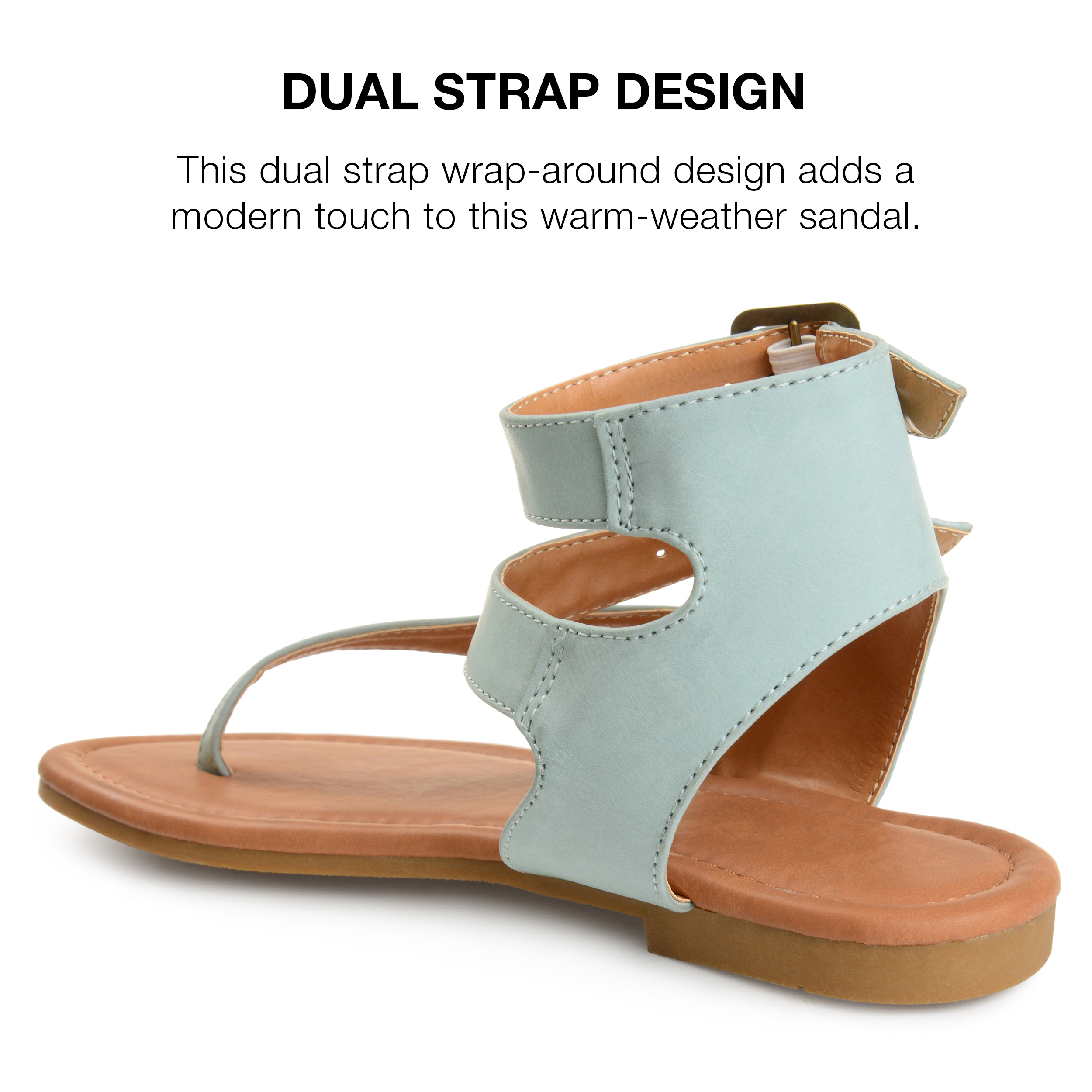 Journee Collection Womens Kyle Faux Leather Ankle Straps Flat Sandals