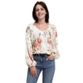 thumbnail image 4 of Weardear Women's Casual Floral Print V Neck Long Sleeve T Shirt Blouses, 4 of 7