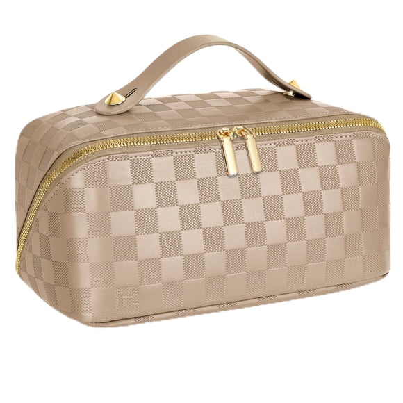 Bolsa de viaje para cosméticos ALEXTINA de piel sintética impermeable de gran capacidad