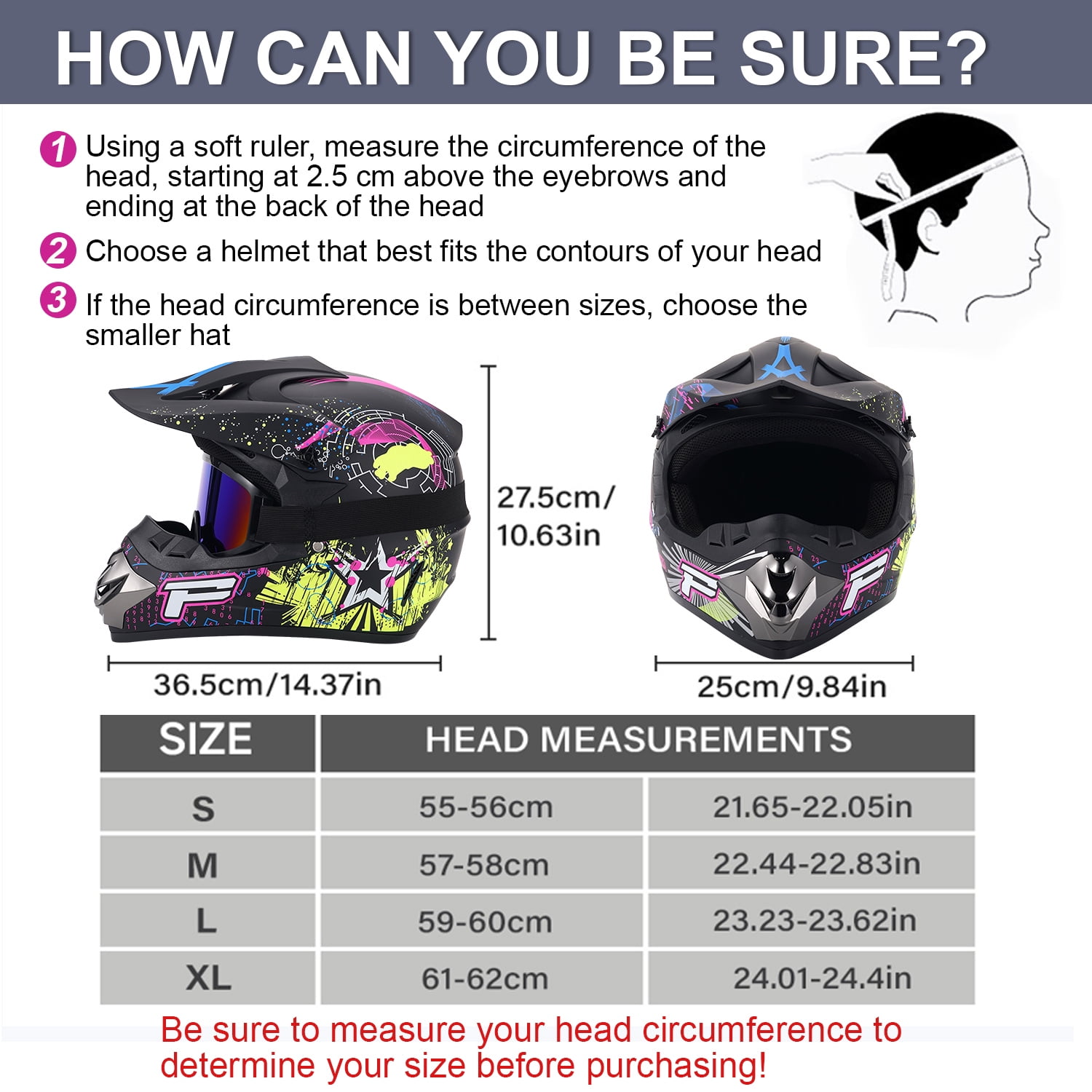 XiongXiong Dirt Bike Helmet DOT Certified, Full Face Motorcycle Helmet w/ Goggles, Gloves, Mask, for Off-Road, ATV, Sun Visor Snowmobile, Multicolor, L