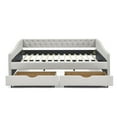 thumbnail image 5 of Daybed with Drawers Upholstered Tufted, Queen Size Sofa Bed with Button on Back and Copper Nail on Waved Shape Arms, Sofa Bed Storage with Wood Frame, Beige, 5 of 9