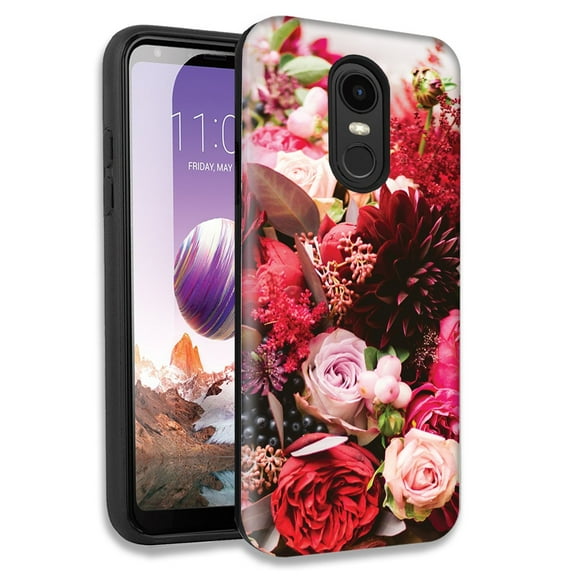 Mundaze Colorful Flowers Double Layer Hybrid Case Cover For LG Tribute Dynasty/Aristo 2/Aristo 3 Plus