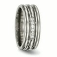 thumbnail image 5 of Titanium Polished Grooved CZ Ring, 5 of 10