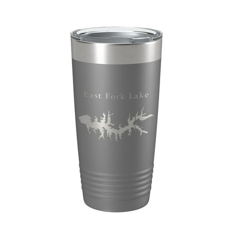 

East Fork Lake Map Tumbler Travel Mug Insulated Laser Engraved Coffee Cup Illinois 20 oz Dark Gray