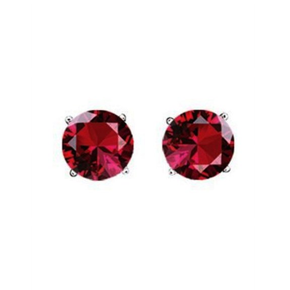 iJewelry2 Sterling Silver Red Round Cut Cubic Zirconia CZ Stud Earrings 7mm