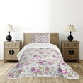 thumbnail image 4 of Ambesonne Shabby Flora Quilted Bedspread Set 2 Pcs, Roses and Violets, Twin Size, Multicolor, 4 of 5