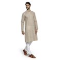 thumbnail image 3 of Ethnix Men's Mandarin Collar Solid Textured Staple Kurta Pajama 2-piece set; Natural Earth; LG, 3 of 5
