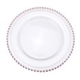 thumbnail image 4 of Ms Lovely Clear Glass Charger 12.6 Inch Dinner Plate With Beaded Rim - Set of 4 - Rose Gold, 4 of 4