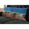 thumbnail image 2 of Ambesonne Tropical Throw Pillow Cover 4 Pack, Sandy Beach Resort, 18", Chocolate Navy Turquoise, 2 of 6