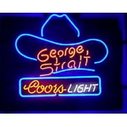 Queen Sense 20"x16" Coor Light Georges Strait Hat Neon Sign Man Cave Handmade Neon Light 120GSCLHB