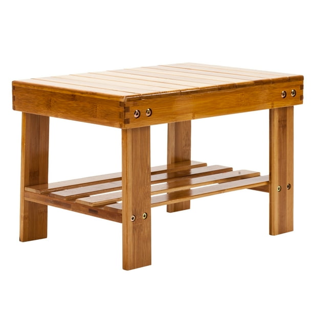 Fason 16" Length Bamboo Step Stool Wooden Foot Stool Seat ...