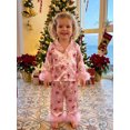thumbnail image 4 of RUINIXCW Kids Toddler Baby Girl Christmas Silk Stain Pajamas Set Spring Fall Winter PJS Sleepwear Long Sleeve Button Down Collar Shirt Tops Pants Set, 4 of 9