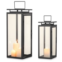 Nuptio Large Black Lanterns Decorative Indoor Outdoor,Decorative Hurricane Lantern for Porch Patio Garden and Wedding